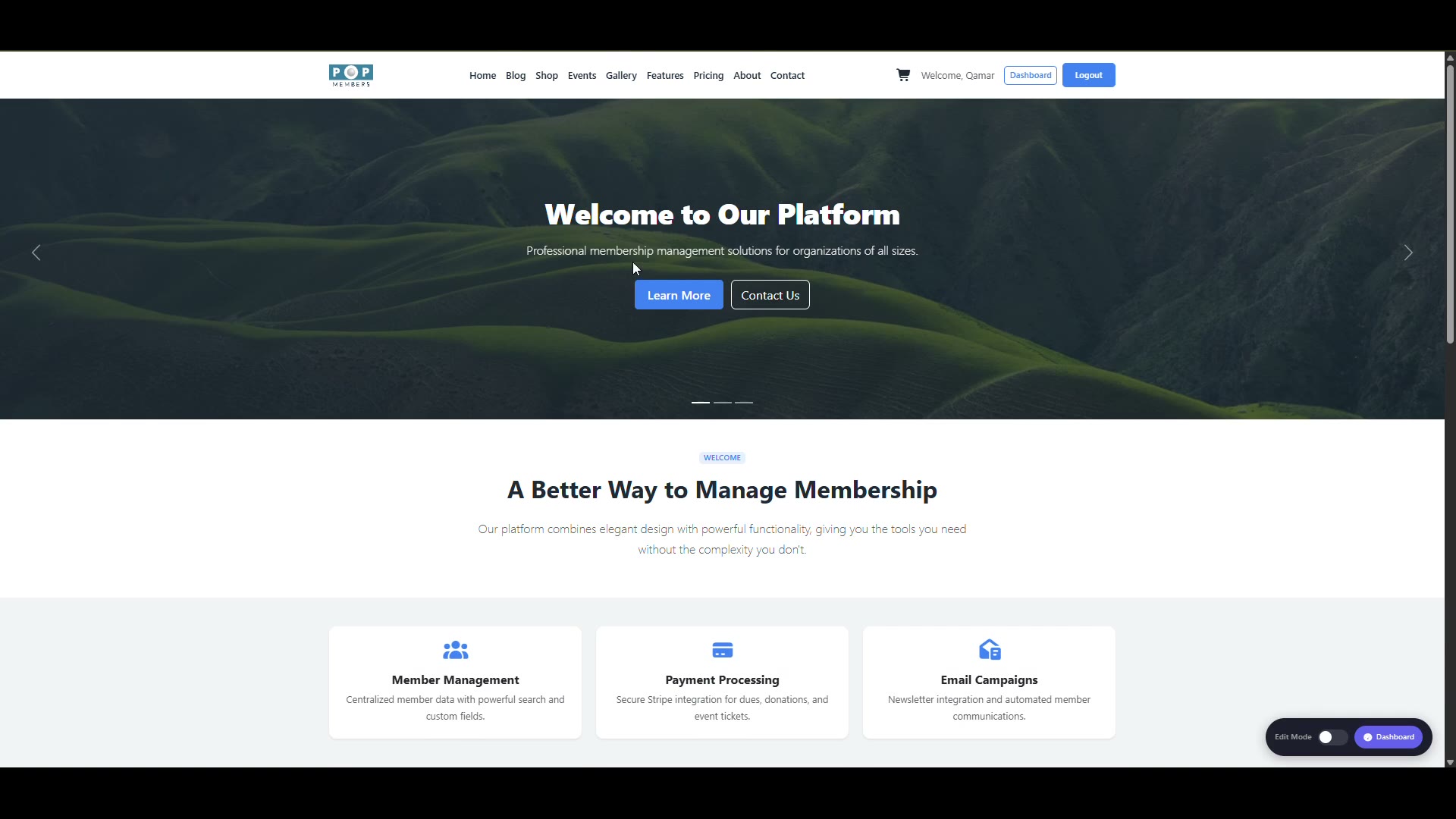 POP Members platform preview